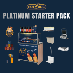Hot Dog Zone Platinum Hire - Shop Counter & Large Glass Cover (100 cm) with LED light